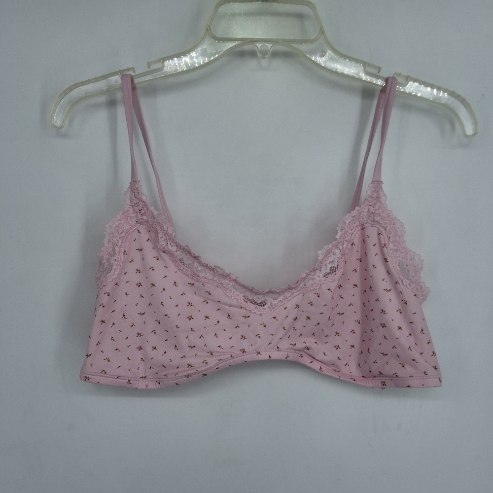 SKIMS 3X Lace Trimmed Pink Floral Bralette